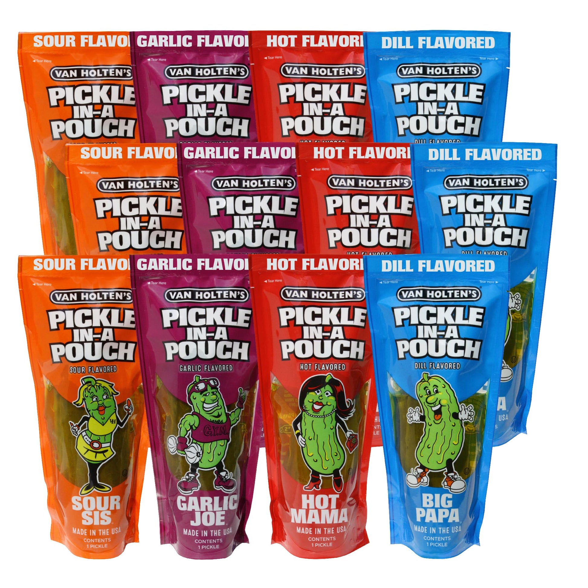 Van Holtens Pickles - Charismatic Characters Pickle-In-A-Pouch Sampler - 12 Pack