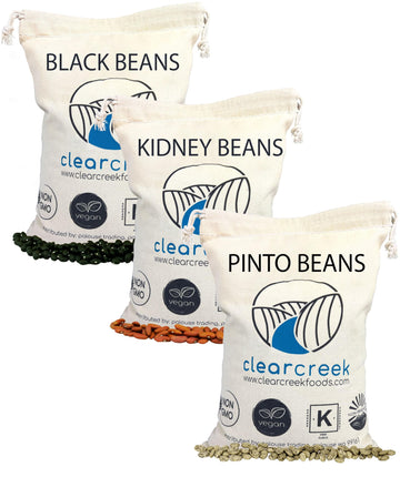 Triple Bean Pack: Black Beans, Pinto and Kidney Beans | 12 lbs (4 lbs each) | Washington State Farmed | Non-GMO | Kosher