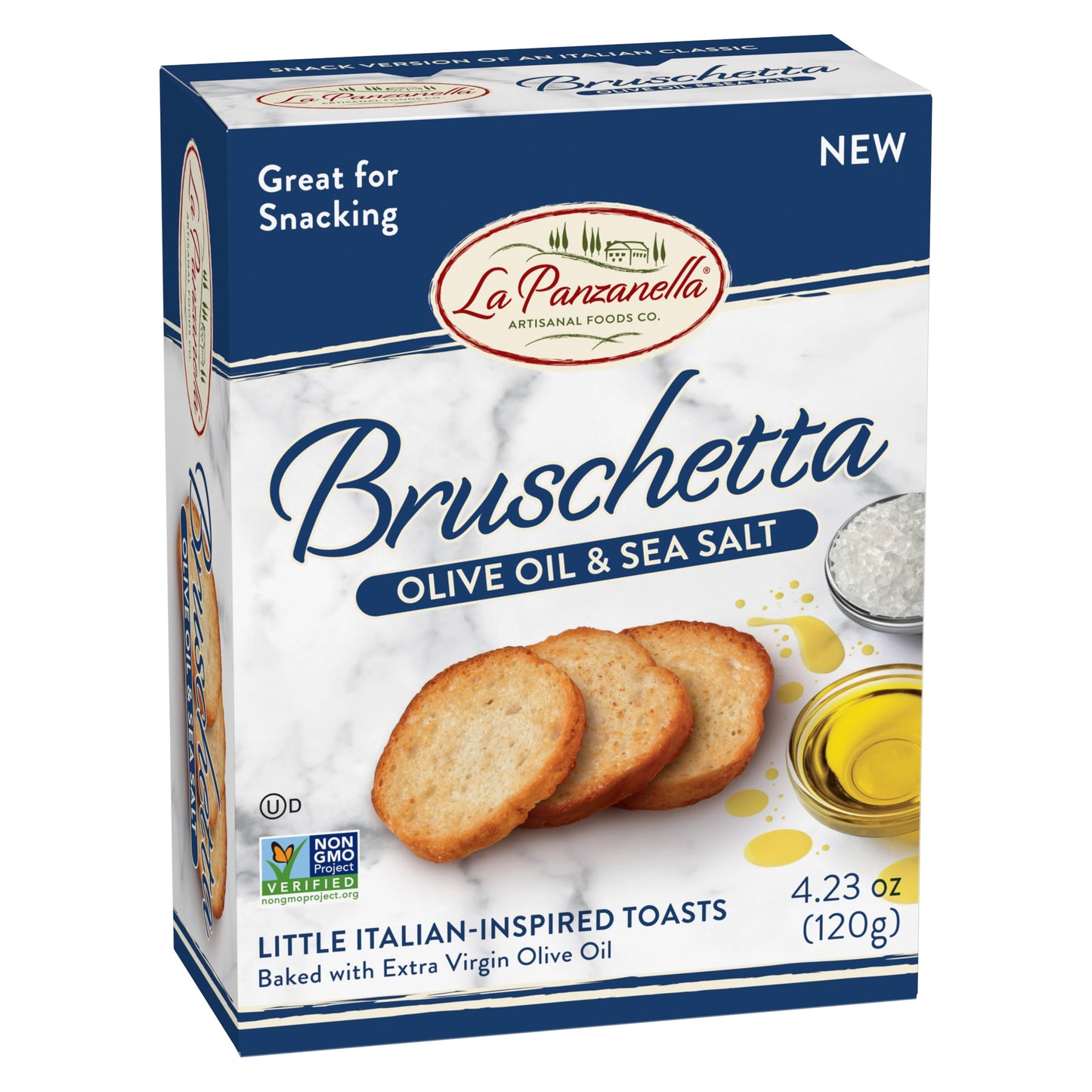 La Panzanella Olive Oil and Sea Salt Bruschetta Crackers (Pack of 12) - Italian-inspired Toasts, Made with Non-GMO Project Verif