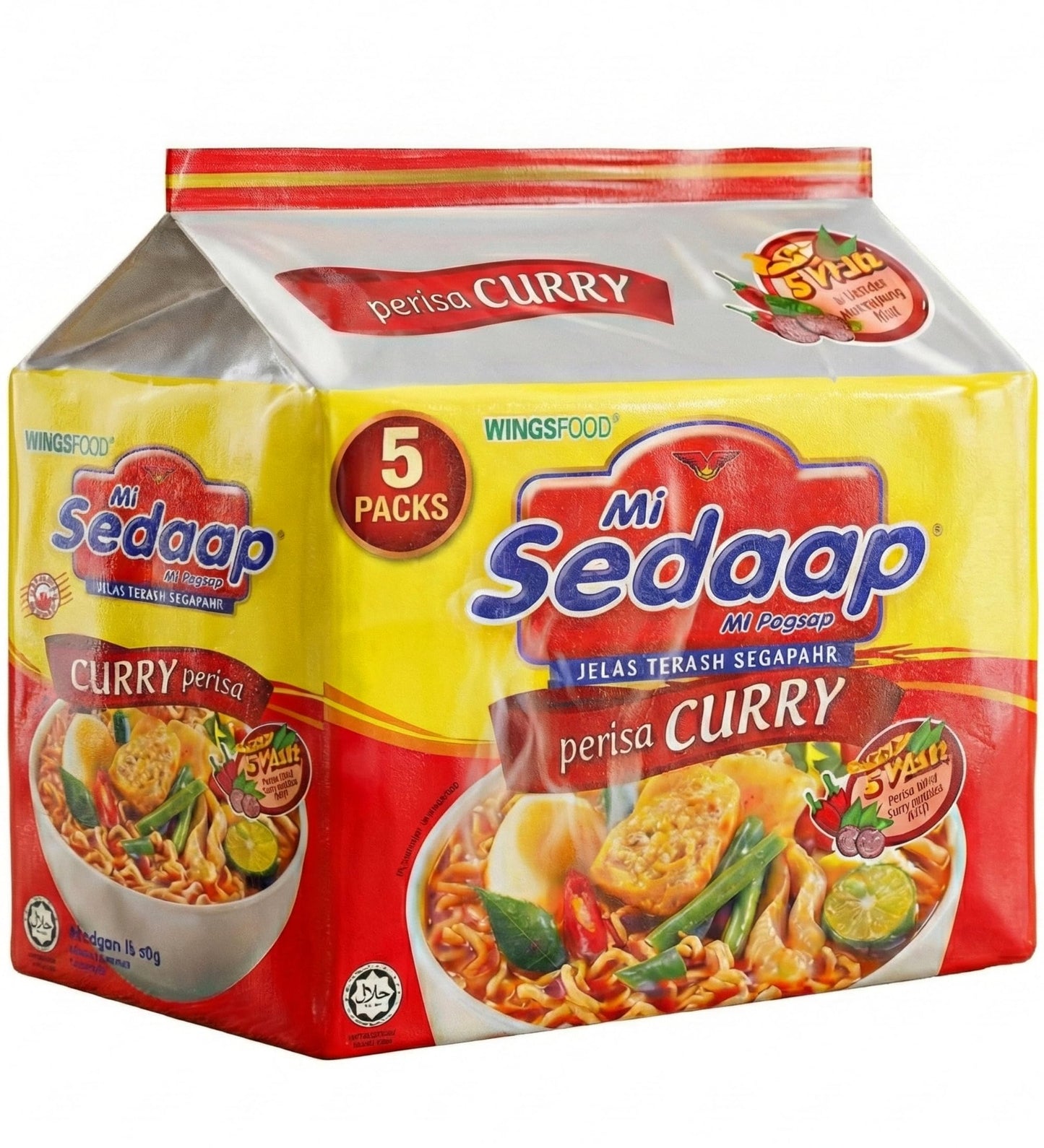 Curry Flavor Instant Noodles (Pack of 5) - Mi Sedaap Instant Ramen