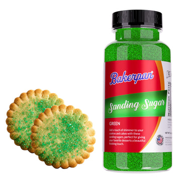 Bakerpan Green Sanding Sugar for Baking & Cookie Decorating - 5 Ounce Edible Green Sugar Sprinkles for Cookies, Cakes, Cocktails