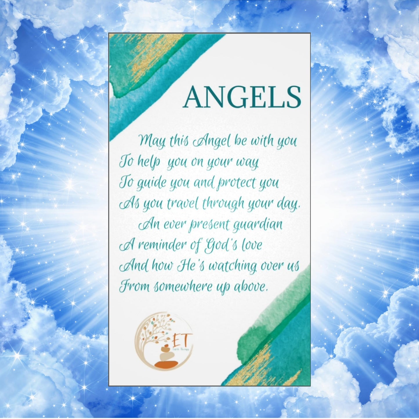 Earth Therapy Original Pocket Guardian Angel With Serenity Prayer Card - Opal Healing Stone Figurine - Bless Yourselves And Your