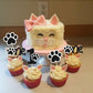 Gyufise Dog Paw Cupcake Toppers, 24 Pcs, Glitter, 2.4 inches, Black, First Birthday Party Decorations