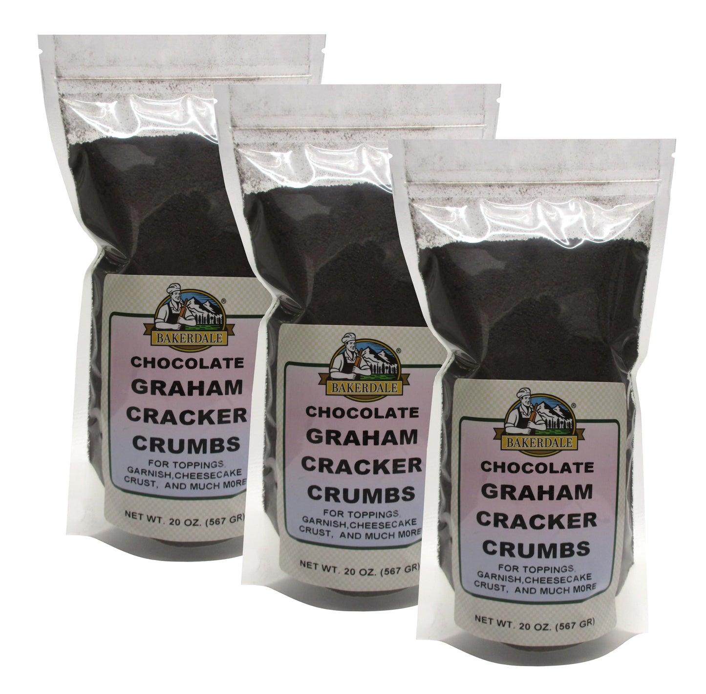 Bakerdale Chocolate Graham Cracker Crumbs, 20 Oz Resealable Pouch (2 Pk)