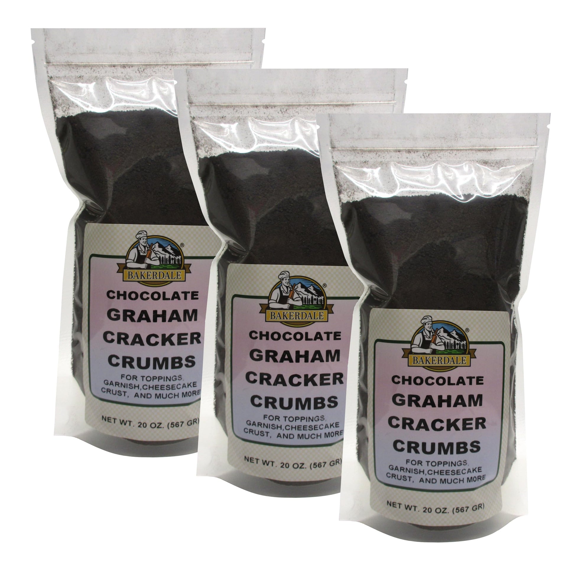 Bakerdale Chocolate Graham Cracker Crumbs, 20 Oz Resealable Pouch (2 Pk)