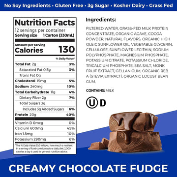 Orgain Clean Protein Shake, 20g Whey Protein, Gluten Free, Ready to Drink, 11 Fl Oz (Pack of 12), Creamy Chocolate Fudge