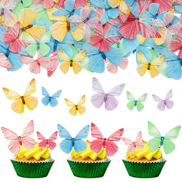 Gyufise 72Pcs Edible Cupcake Toppers - Butterfly Theme Cake Decoration for Baby Shower, Kids Birthday Party