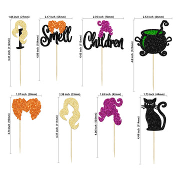 Gyufise 24Pcs Hcus Pous Cupcake Toppers Glitter Witch Hair I Smell Children Halloween Cupcake Picks For Halloween Hocus Pocus Th