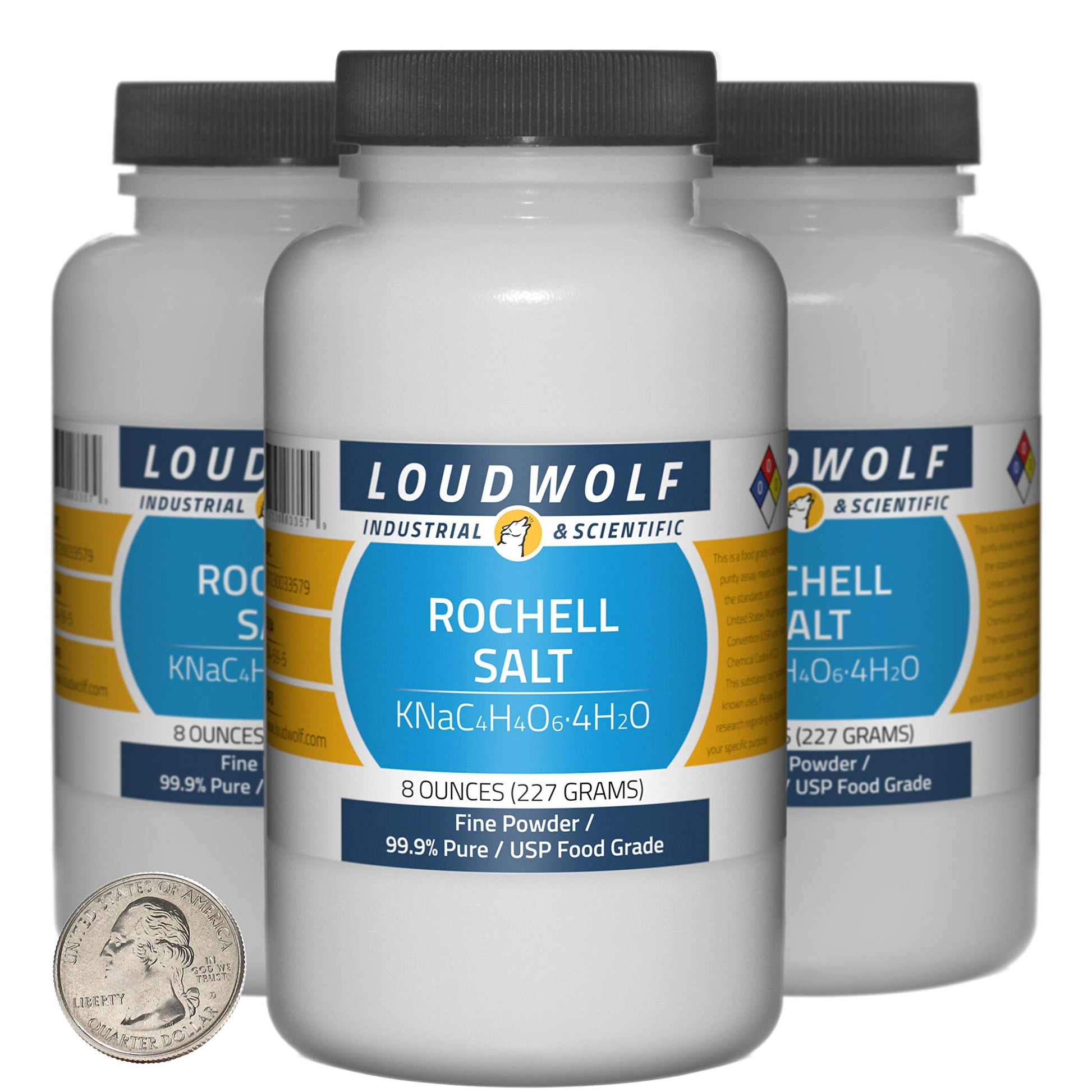 Loudwolf Rochelle Salt, USP Food Grade, 99.9% Pure, Fine Powder, 1.5 lbs (3 Bottles)