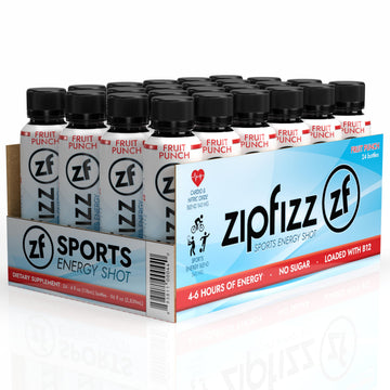 Zipfizz Sport Energy Shot, Fruit Punch, 4oz, Hydration, B12, Nitric Oxide Blend, (24 Count)