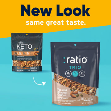 Ratio Trio Toasted Almond Granola Cereal, Keto Friendly, 1g Sugar, 8 oz Resealable Bag