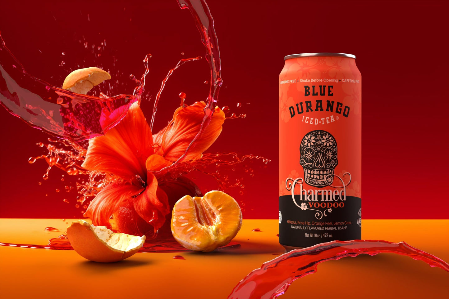 Blue Durango Iced Tea - Charmed Voodoo - Hibiscus Tea, Rose Hip, Orange Peel, & Lemongrass - Low Sugar, Non-GMO, No Artificial S