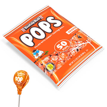 Tootsie Roll Tootsie Pops - Orange Flavored Lollipops with Chocolatey Center - 50 Count Pack - Peanut Free, Gluten Free