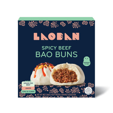 Laoban Dumplings?Spicy Beef Bao Buns?Made with Grass-Fed Beef, Onion, Chili, and Cumin?Frozen Meals Made from Scratch | No Artif
