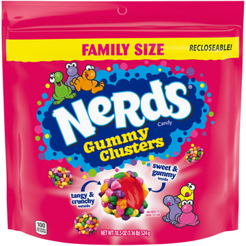 Nerds Gummy Clusters Candy, Rainbow, Springtime Easter Candy, Resealable 18.5 Ounce Big Bag