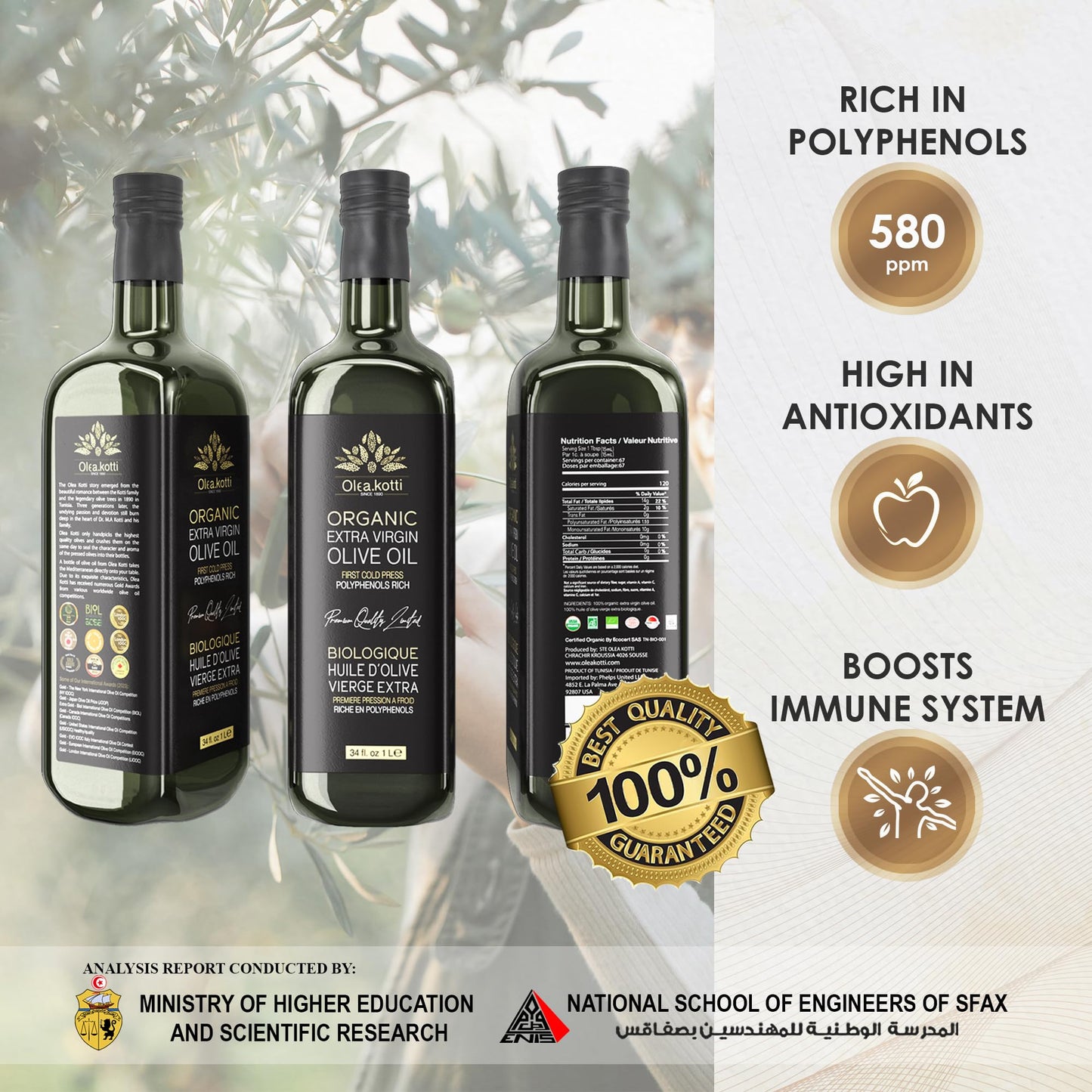 Olea Kotti Evoo 500Ml Ultra Premium Extra Virgin Olive Oil, First Cold Press Rich In Antioxidants & Polyphenols Single Farm Orig