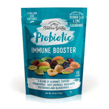 Natures Garden Probiotic Immune Booster - Mixed Nuts, Heart Healthy Nuts, Omega-3 Rich, Vitamin D, Cranberries, Tart Cherries, 