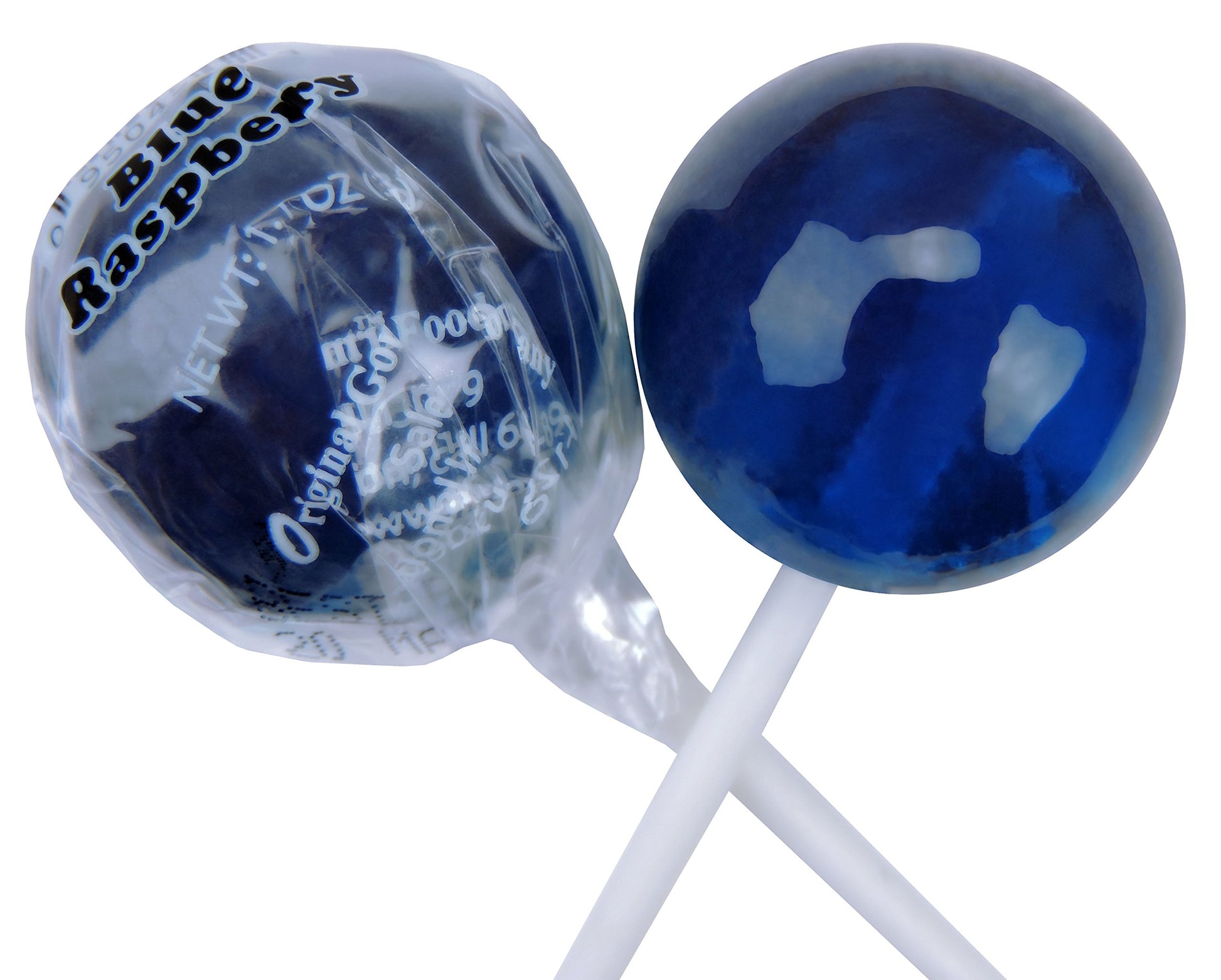 Original Gourmet Lollipops, Blue Raspberry, 30 Count, Pack of 1, Orange and Blue