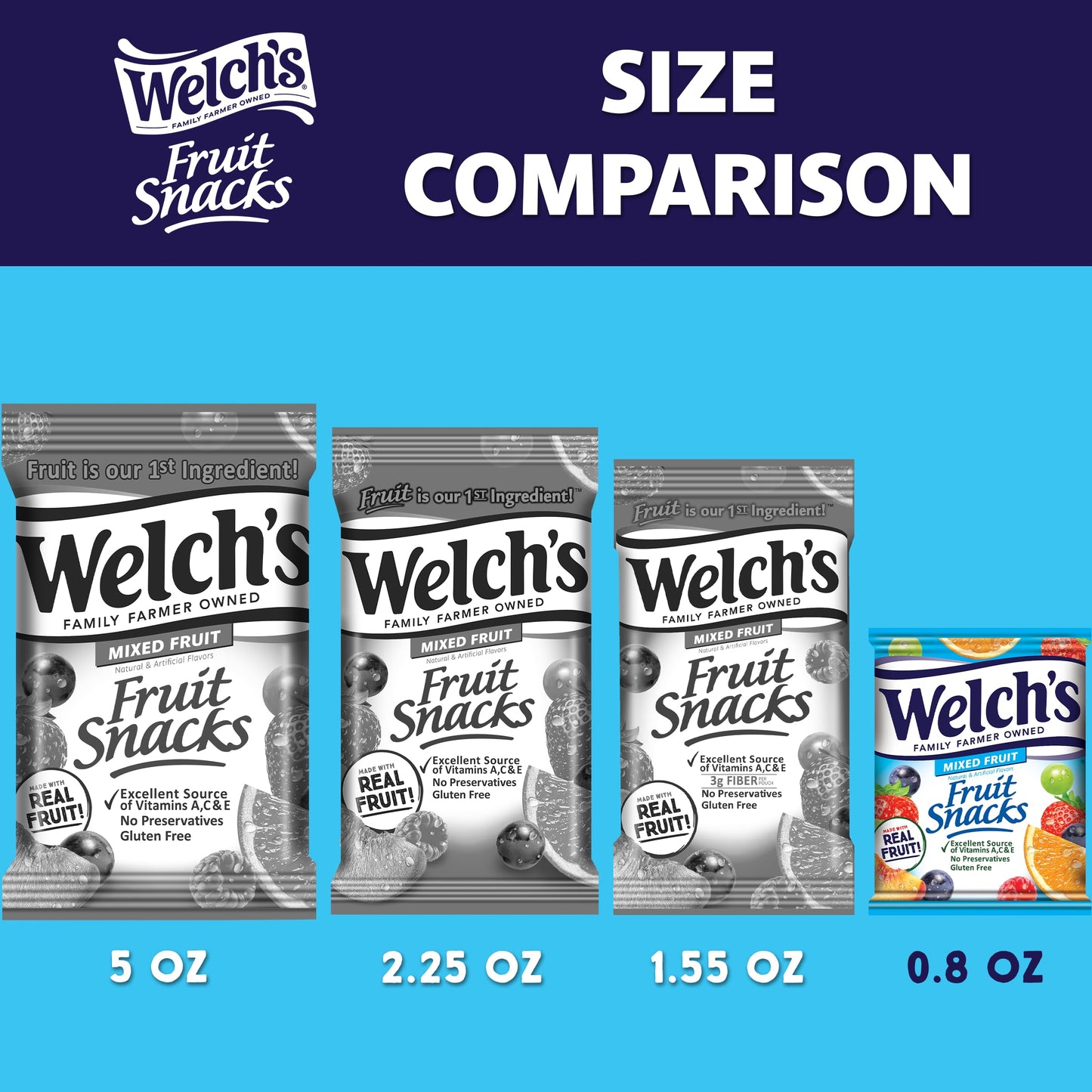 Welch'S Fruit Snacks, Mixed Fruit, Perfect Halloween Candy Bulk Pack, Gluten Free, Individual Single Serve Bags, 0.8 Oz (Pack Of