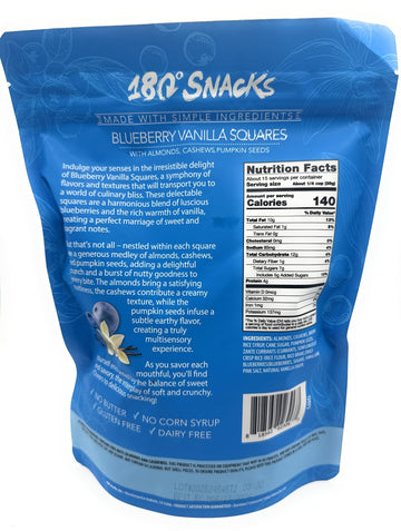 180 Snacks, Blueberry Vanilla Squares, with Almonds, Cashews, Pumpkin Seeds, 15 oz.