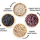 Food to Live Organic Dry Beans Bundle, 4 Pack - Black Beans (5 LB), Pinto Beans (5 LB), Navy Beans (5 LB), Dark Red Kidney Beans