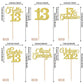 Rssta i Cupcake Toppers 24 Pack Gold Glitter 13th Birthday Decorations