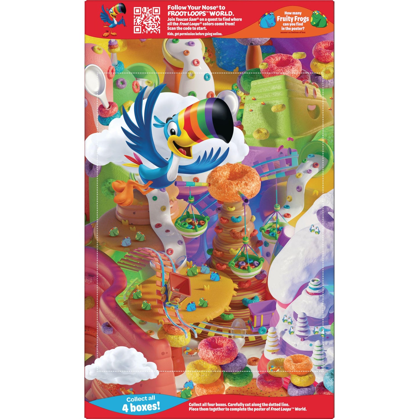 Kelloggs Froot Loops Breakfast Cereal, Good Source of Fiber, 15g Whole Grain, Family Size, 16.6 oz
