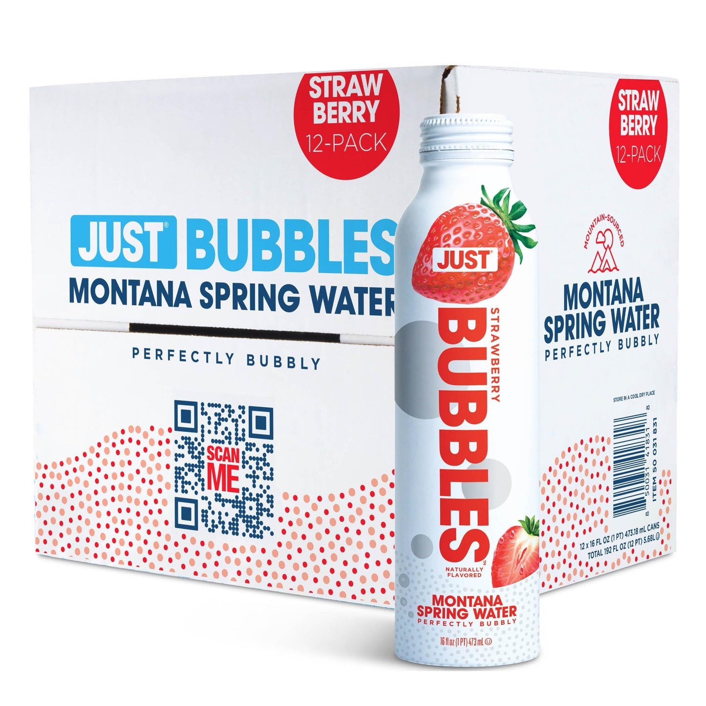 JUST Water Sparkling Spring Water - 100% Mountain-Sourced, Naturally Occurring Minerals, 16 Fl Oz (Pack of 12)