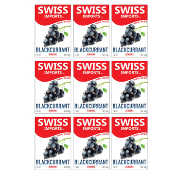 Swiss Imports Sugar Free Bonbons Hard Candy Drops, Blackcurrant, 1.4 Oz/ 40G Box, 9 Pack