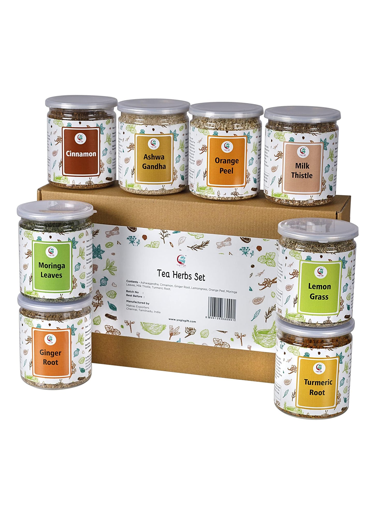 YOGI’S GIFT Loose Leaf Tea Set - Variety of 8 Herbs, 450 Servings, 8 Count