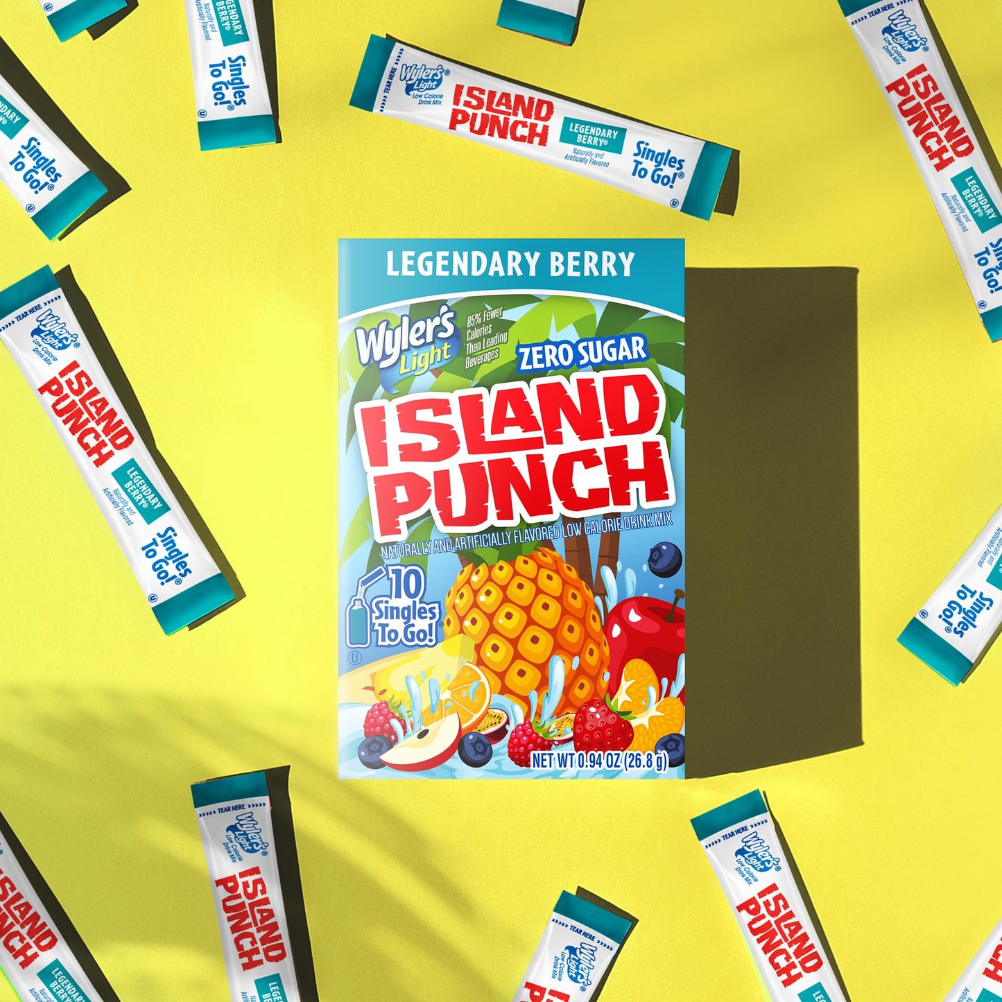 Wylers Light Island Punch Powdered Drink Mix, Legendary Berry, 120 Packets, Low Calorie, Caffeine Free, Gluten Free, Zero Sugar
