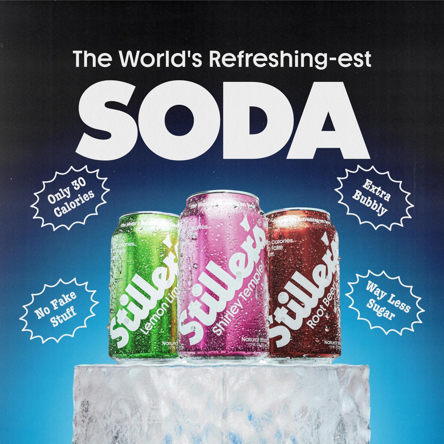 Stillers Natural Soda Variety Pack - Shirley Temple  Lemon Lime & Root malt-inspired - 12pk of Low Sugar  Vitamin-Enriched Cans - All-Natural  No-Biotic  Zero-Guilt Sodas for Real Soda Lovers
