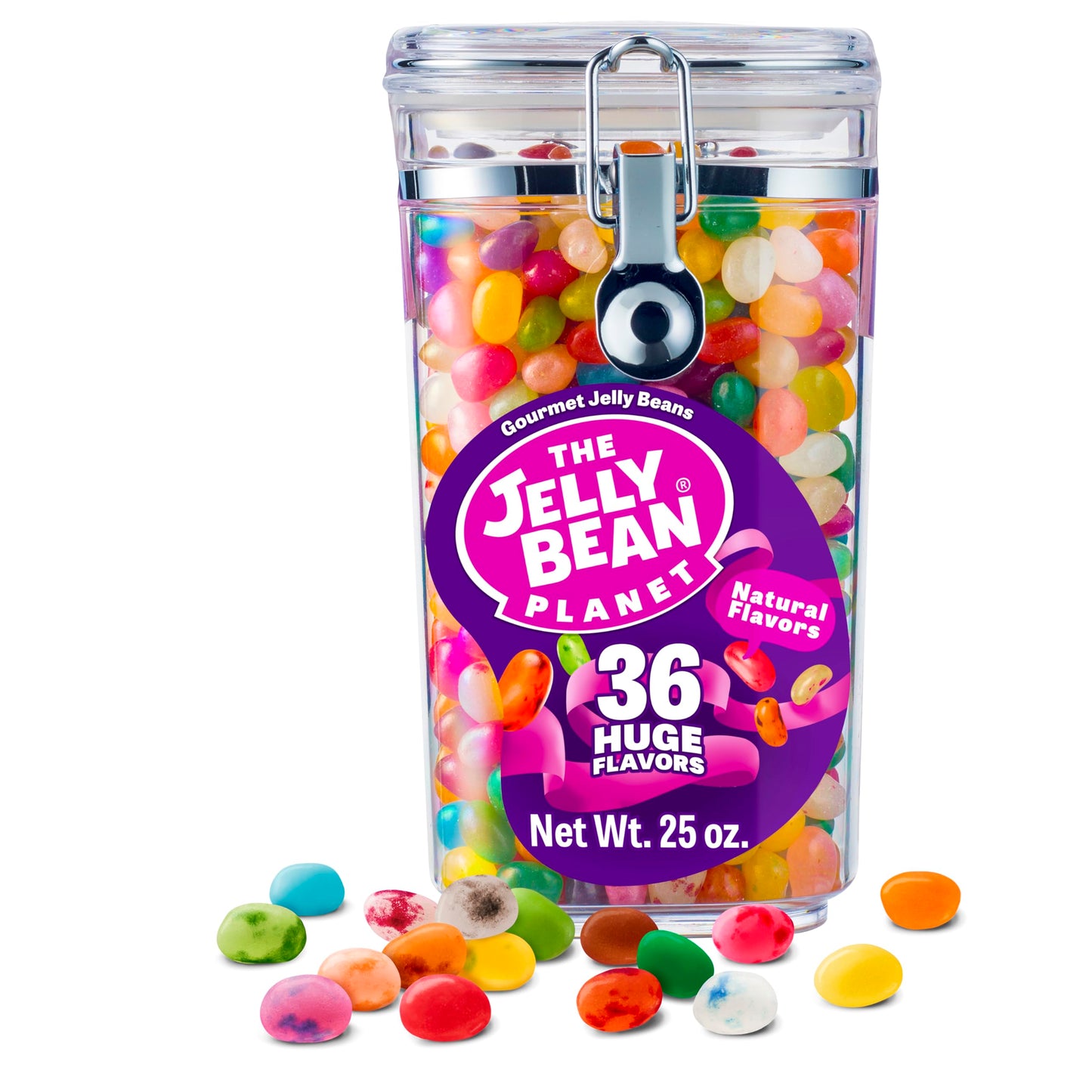 The Jelly Bean Planet, Gourmet Jelly Beans Gift 25 Oz Jar - 36 Huge Natural Fruit Flavors, Seasonal, Birthday, Easter Candy, Pla