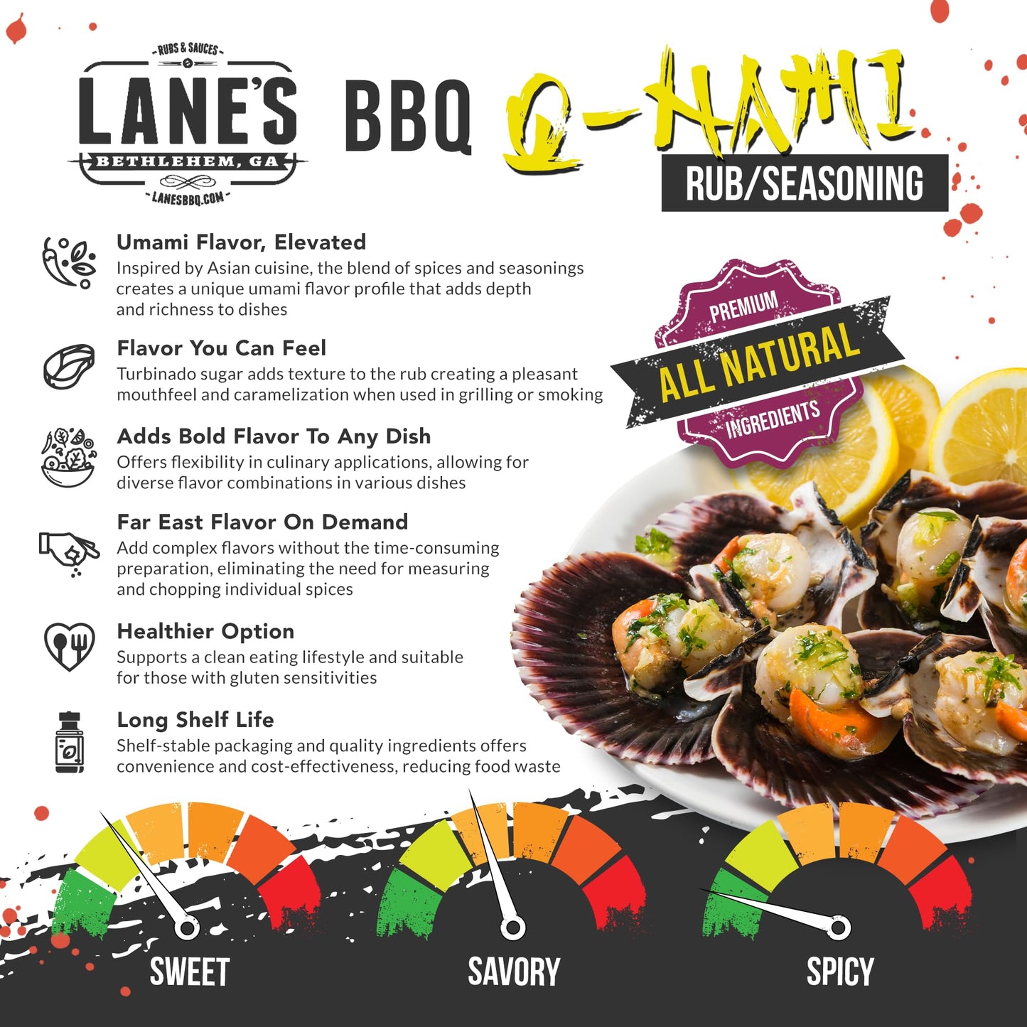 Lanes Q-nami Shichimi Togarashi Seasoning Rub, Gluten-Free, 32 Ounce, All-Natural for Steak, Chicken, Veggies & Tuna