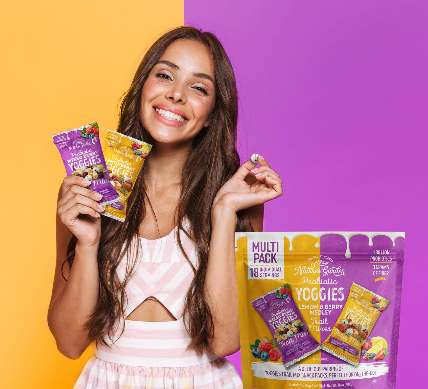 Nature'S Garden Probiotic Yoggies Multi Pack, 18 Pack (Lemonberry Yoggies 9X1 Oz +Mixed Berry Yoggies 9X1 Oz), Trail Mixes, Lemo