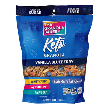 Tgb Blueberry Granola Cereal, Keto Friendly Snack, No Added Sugar, Gluten Free, High Fiber, 8Oz Resealable Bag (Pack Of 1)