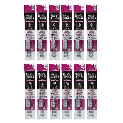 Nicks Sticks Spicy Free Range Turkey Snack Sticks  Made In The Usa  Gluten Free  Paleo, Keto, Whole30 Approved  No Soy, Antibiot