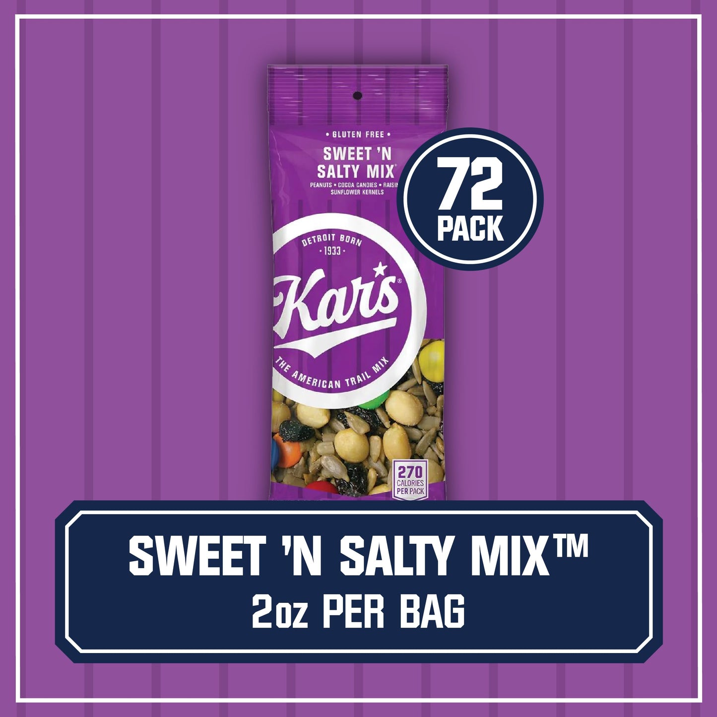 Kars Nuts Original Sweet N Salty Trail Mix, Gluten-Free, 2 oz Pack of 72