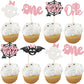 Rsstarxi Halloween Cupcake Toppers, 30 Pack, Ghost Bat Spider Pumpkin, Paper, Design 13 Pink, Model XM469-pink