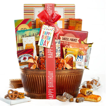 Broadway Basketeers Gourmet Birthday Gift Basket with Snacks & Sweets, 30 oz, 12x8x14, Color: Birthday