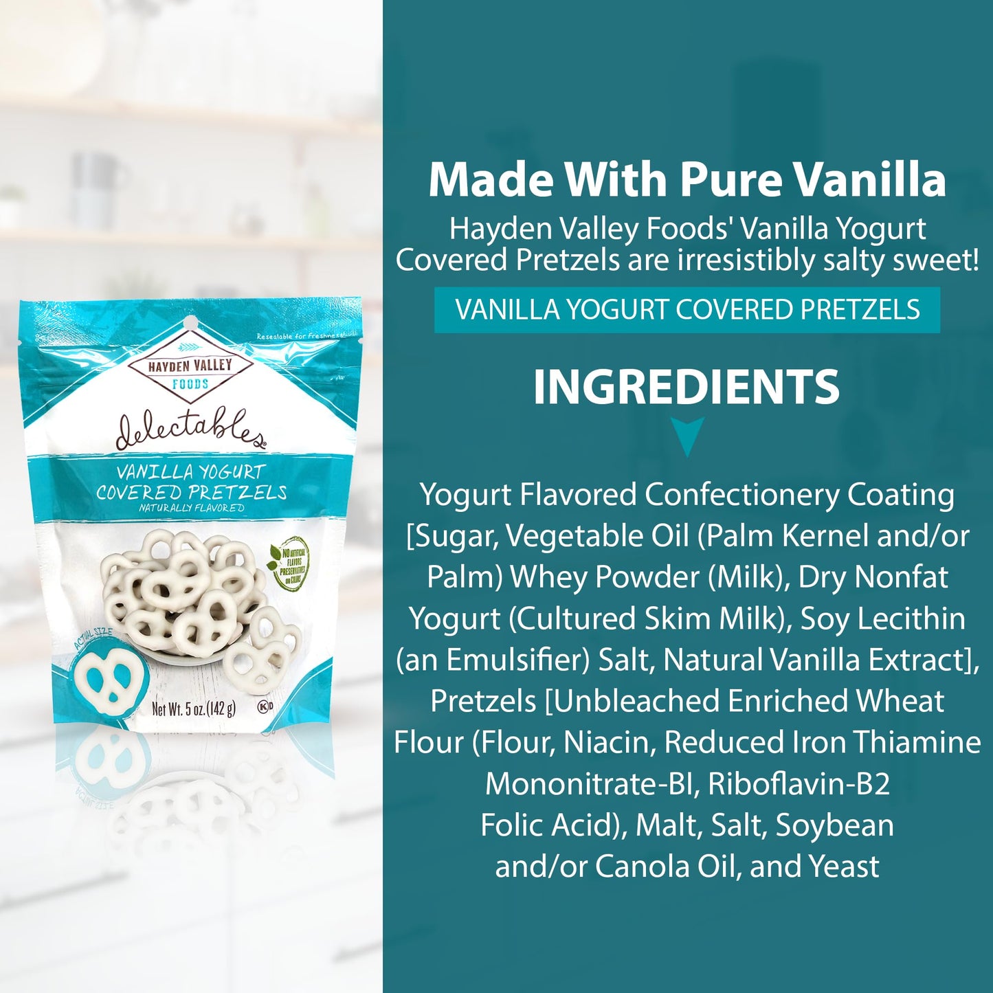 Hayden Valley Foods Vanilla Yogurt Covered Pretzels - 5 Oz Bags (Pack Of 3) - No Artificial Flavors, Preservatives Or Colors