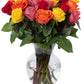 Benchmark Bouquets, 24 Stem Rainbow Roses, Glass Vase Included, Gift Fresh Flowers For Birthday, Anniversary, Get Well, Sympathy