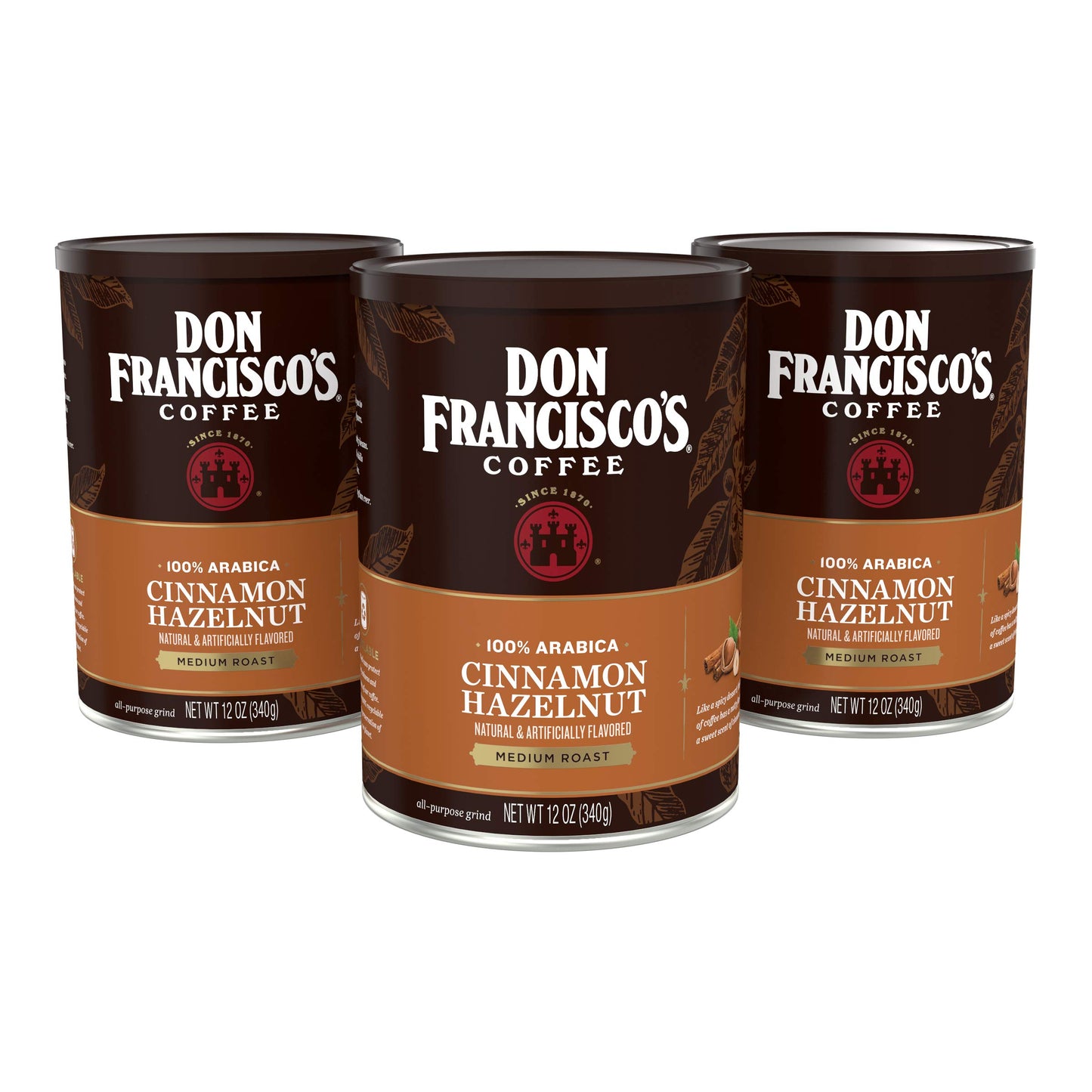 Don Francisco'S Cinnamon Hazelnut Flavored Ground Coffee (3 X 12 Oz Cans)