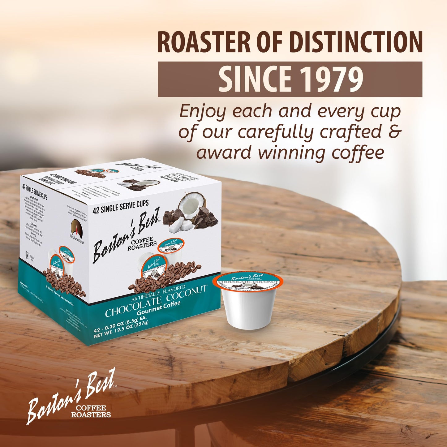 Bostons Best - Chocolate Coconut Flavored Dessert Gourmet Coffee Compatible with Keurig Coffee Maker, 1 Count (42 Single Serve M