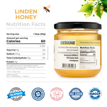 Honigma Raw Linden Honey | Exquisite Taste | 100% Pure | Unpasteurized | Unfiltered | Partially Crystallized | 250G/8.8Oz