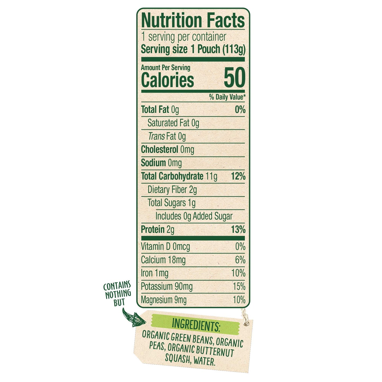 Sprout Organic Stage 2 Baby Food Pouches, Green Beans Peas Butternut Squash, 4 Ounce (Pack Of 10)