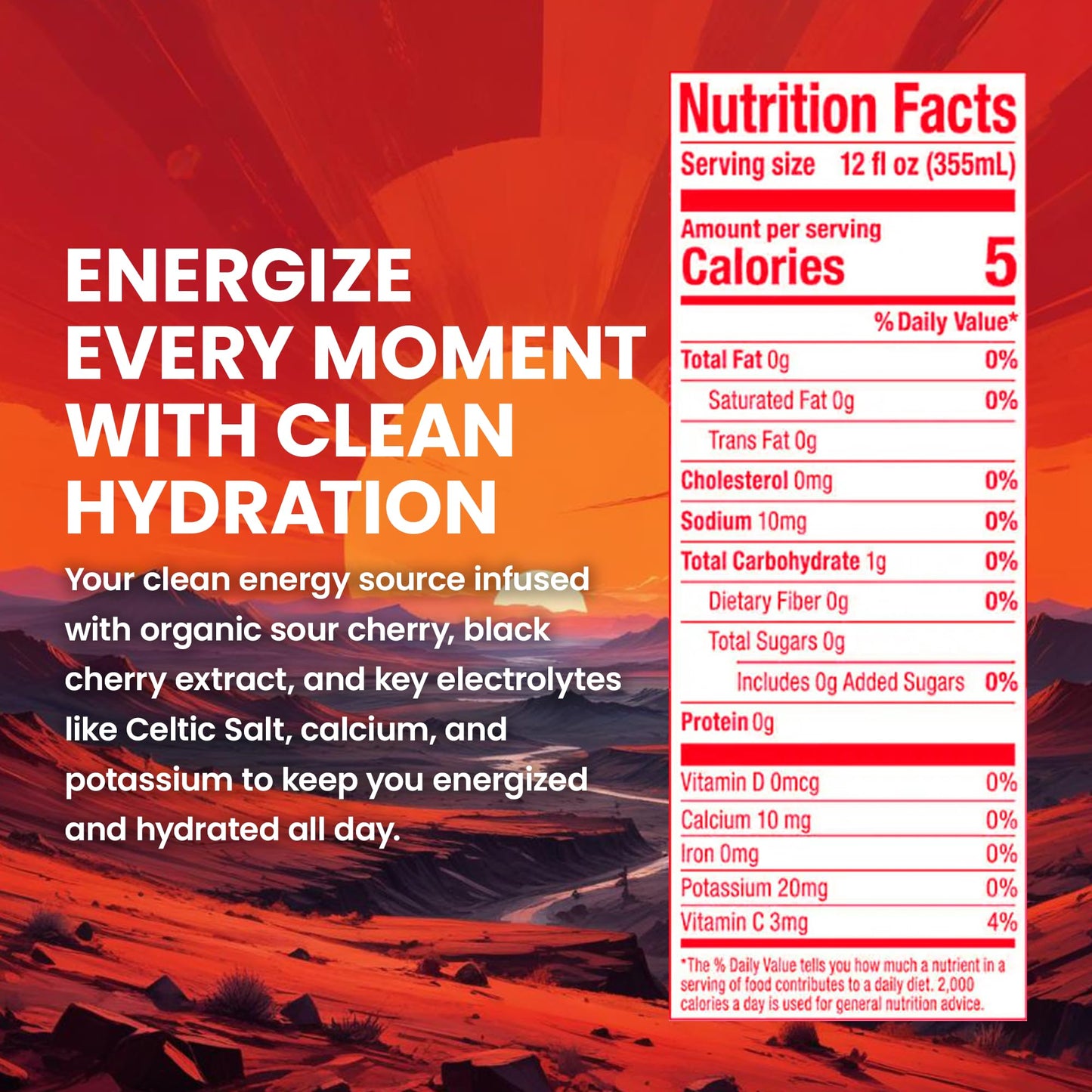 JUNO ENERGY Organic Cherry Sparkling Drink - Sugar Free Electrolytes  Energizing and Hydrating with 125mg Organic Caffeine from Green Coffee Beans  Organic Monk Fruit  Organic Sour and Black Cherry Juice & Electrolytes - Vegan  Gluten Free  12 Pack