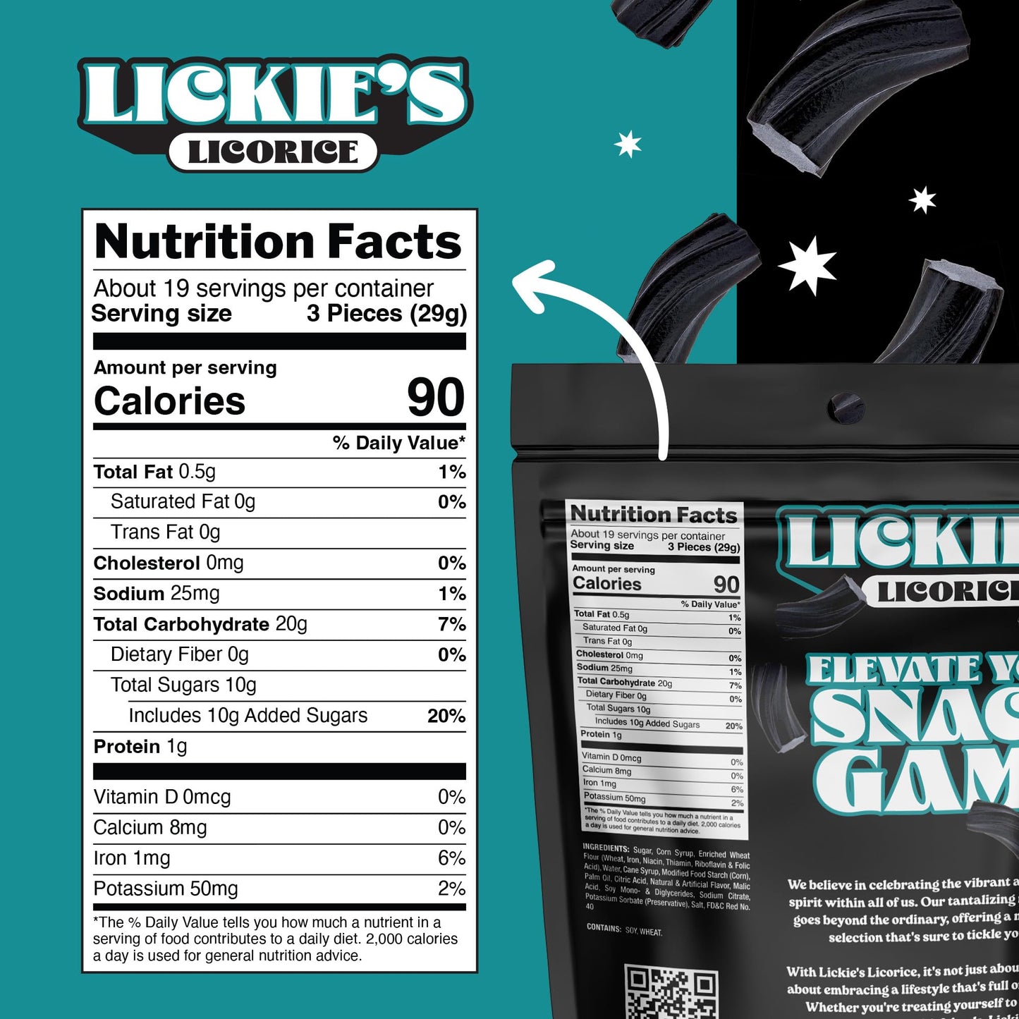 Lickies Licorice Black Licorice | 14 Ounce | Soft & Chewy Australian Licorice Candy Twists | Fancy Licorice Candy | Aussie Style