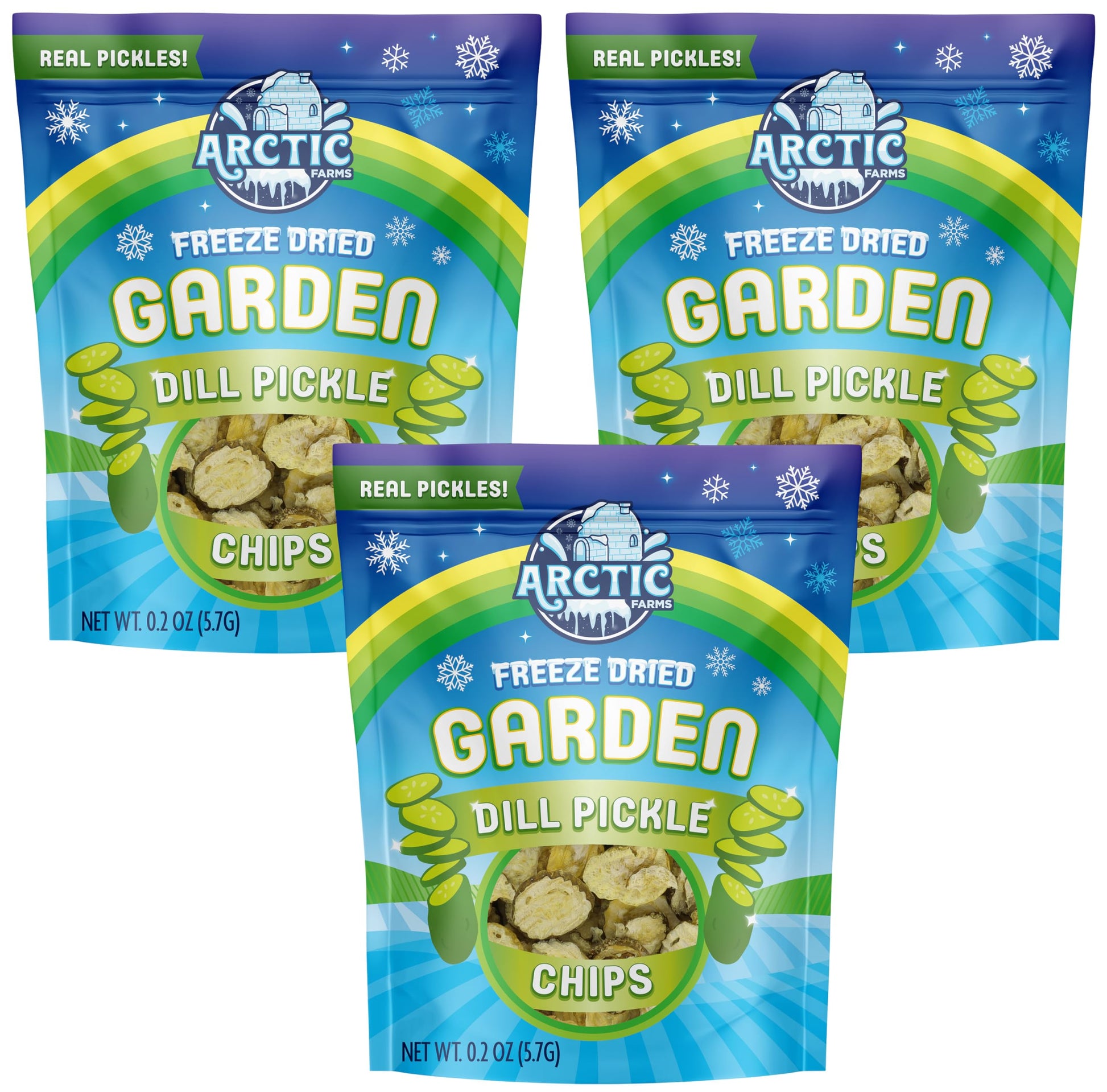 Arctic Farms Freeze Dried Kosher Dill Pickle Chips (Small Bag) (Pack of 3)