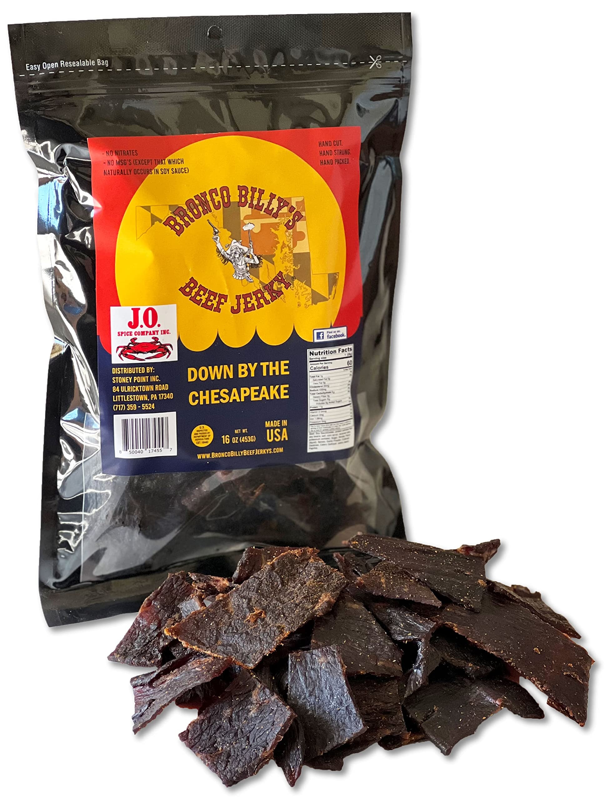 Bronco Billy's Beef Jerky Down By The Chesapeake One Pound Resealable Bag